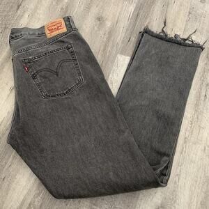 Levi’s 501 Jeans Womens 33x32 Black Faded Original Straight Raw Hem Grunge Y2K